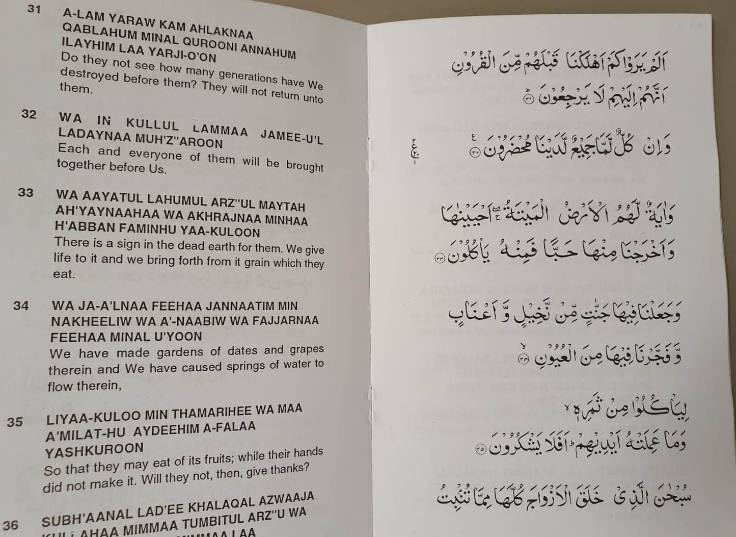 Surah Yaseen - Arabic with Translation and Transliteration